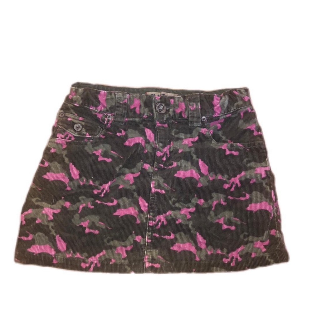 Pink and black camo mini skirt
